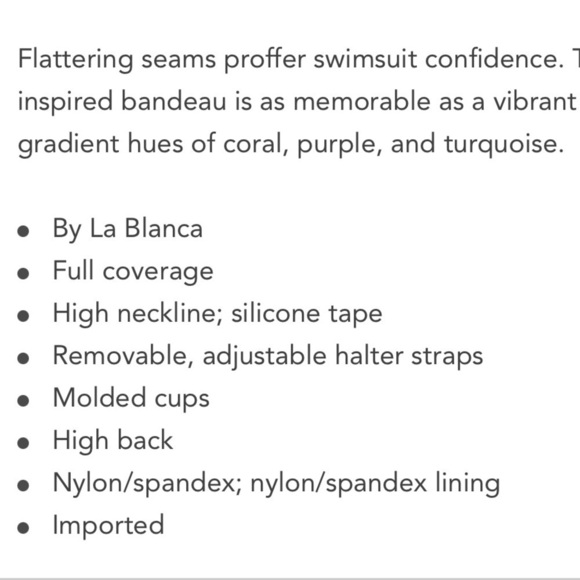 La Blanca Ocean Tides Bandeau Mio Swimsuit 6 Built in Bra Halter Retro #LB1JA10 - Picture 5 of 15